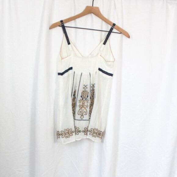 Forever 21 Y2K 90s White Black Tan Cami Babydoll Cotton V-Neck Top Small - Picture 5 of 10